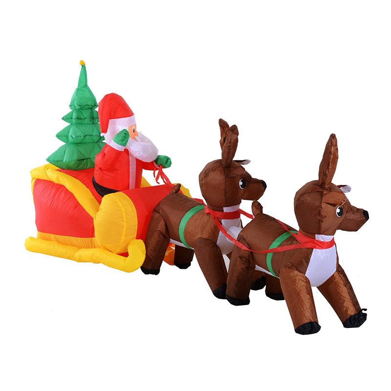 The Seasonal Aisle Inflatable Santa Claus Sledge Sleigh with Reindeer